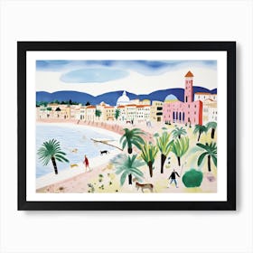 Livorno Italy Cute Watercolour Illustration 1 Art Print