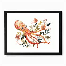 Little Floral Squid 2 Art Print