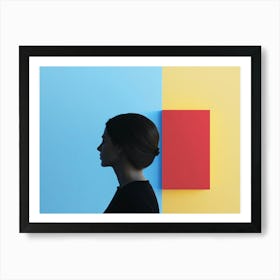 Silhouette Of A Woman Against A Colorful Wall Art Print