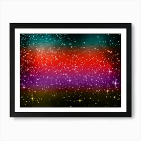 Yellow, Violet, Red, Teal Shining Star Background Art Print