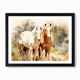 Horses Painting In Andalusia, Spain, Landscape 1 Art Print