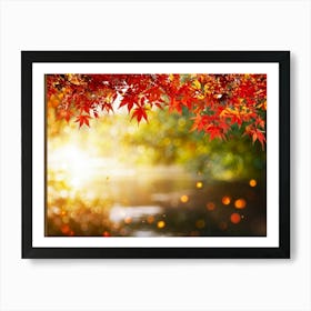 Autumn Themed Frame Showcasing An Explosion Of Vibrant Foliage Hues Ranging From Deep Reds To Warm (2) Art Print