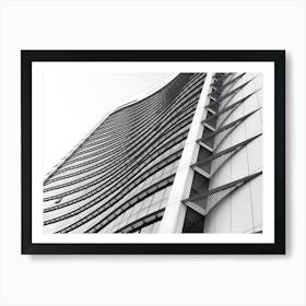 Black And White Image Of A Building Art Print