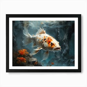 Koi Carp Chalk Style Art Print