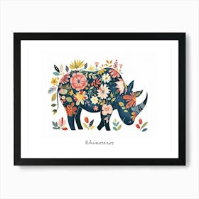 Little Floral Rhinoceros 1 Poster Art Print