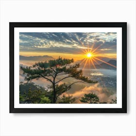 Sunrise Over A Mountain Art Print