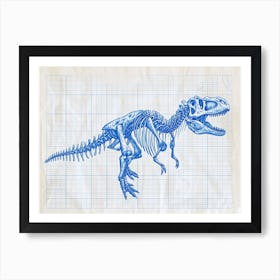 Heterodontosaurus Skeleton Hand Drawn Blueprint 1 Art Print