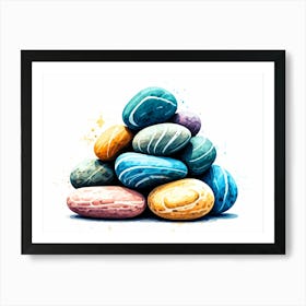 Watercolor Rocks Art Print