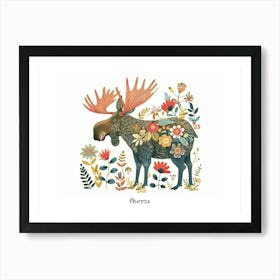 Little Floral Moose 2 Poster Art Print