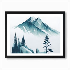 Mountain Background Minimal Landscape Art Very Plain Added Foreground Trees Watercolor Brush 13 20231027115713114 Owek D5nv Art Print