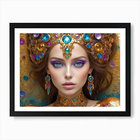 Portrait of a girl wearing a crown on her head 3 Art Print