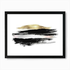 Black And Gold Brush Strokes 26 Art Print