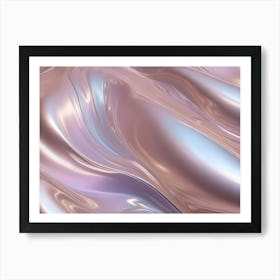 Abstract, Flowing Waves In Shades Of Pink, White, And Blue, Creating A Soft, Ethereal, Iridescent Effect Art Print