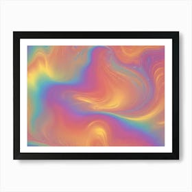 Abstract Image Of Flowing, Iridescent Colors In A Marbled Pattern Art Print