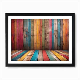 Colorful wood plank texture background 14 Art Print
