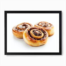 Three Cinnamon Rolls On A White Background Art Print