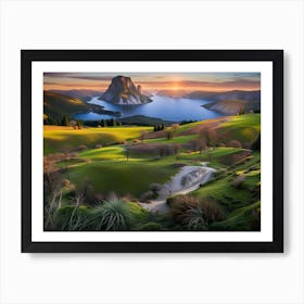 Sunset Over Lake Art Print