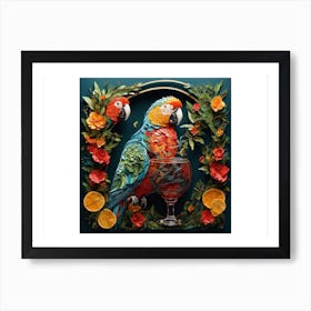 Parrot With A Glass Of Wine Art Print