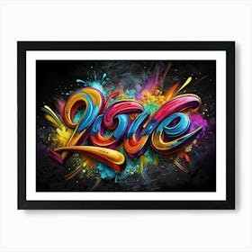 Colorful Graffiti Text Love With Colorful Background Art Print