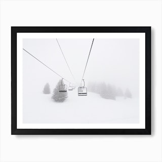 Ski Lifts In A Snowy Resort Art Print