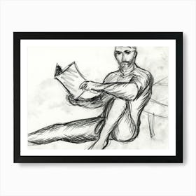 Male Nude Reading Art Print