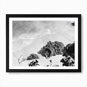Lava Beach Black And White Art Print