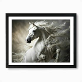 White Horse Wallpaper Art Print