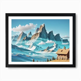 Cabin In The Mountains Art Print