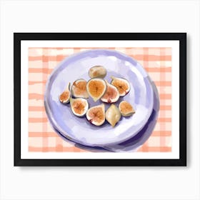 A Plate Of Figs, Top View Food Illustration, Landscape 1 Art Print