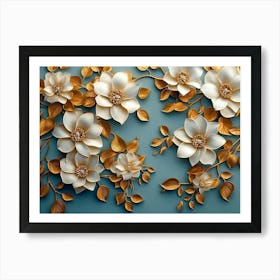 Gold And White Flowers 8 Art Print