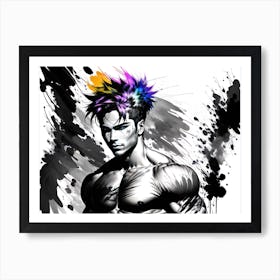 Man With Colorful Hair Art Print