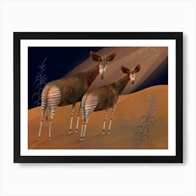 A pair of okapi Art Print