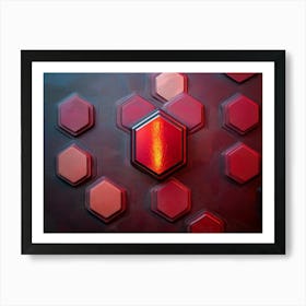 Red Hexagons Art Print