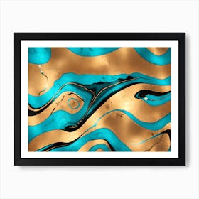 Gold Marble Flow Art Print