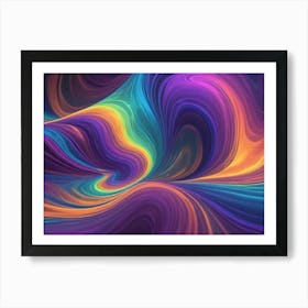 Abstract Digital Artwork With Swirling, Flowing Lines In Shades Of Purple, Blue, Orange, And Green, Resembling A Liquid Or Gas In Motion Art Print