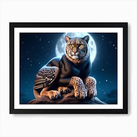 Black Panther-Owl Fantasy Art Print