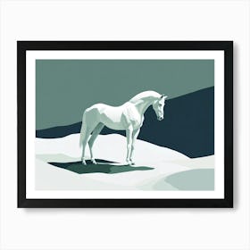 White Horse In The Snow Art Print