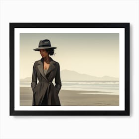 Illustration of an African American woman at the beach 73 Art Print