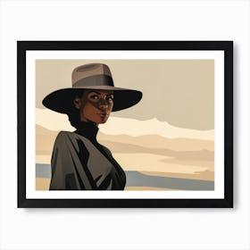 Illustration of an African American woman at the beach 47 Art Print