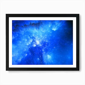 Blue Nebula - space neon poster, synthwave poster Art Print