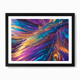 Abstract Image Of A Swirling, Vortex Like Pattern In Shades Of Blue, Purple, And Gold, Creating A Sense Of Depth And Movement Art Print