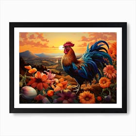 Rooster In The Field 2 Art Print