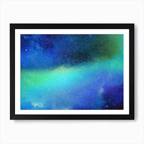 Luminescent space #3 - space neon art, Nebula Art Print