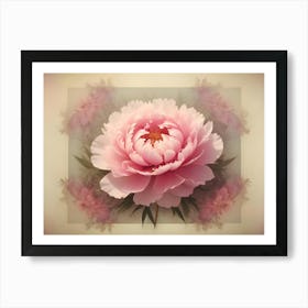 A Single, Pink Peony Flower With Soft, Blurred Pink Peonies Surrounding It, Creating A Vintage Inspired Design Art Print