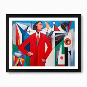 Abstract Painting Capturing The Essence Of Confusion And Joy Where A Human Figure Colored Vibrant (1) Art Print