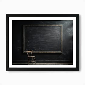 Blackboard With Smudged Texture Residue Of Chalk Dust Barely Visible Capturing The Essence Of A Fr (1) Art Print