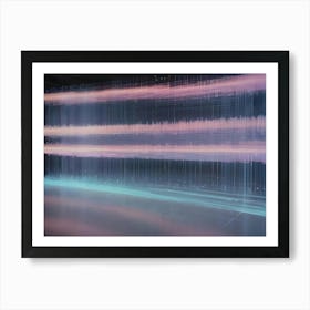 Abstract Image With A Series Of Vertical Lines In Shades Of Pink, Blue, And Orange, Creating A Sense Of Depth And Movement Art Print