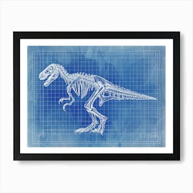Allosaurus Dinosaur Skeleton Blueprint 2 Art Print