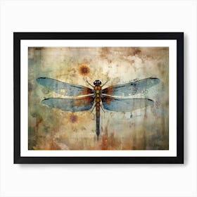 Dragonfly Illustration Meadow Watercolour 2 Art Print