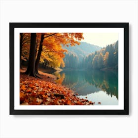 Autumn Leaves In A Lake Art Print